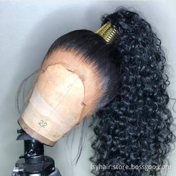 360 Frontal Closure Brazilian Remy Human Hair Deep Curly Weft Weave Preplucked 360 Lace Front Wigs